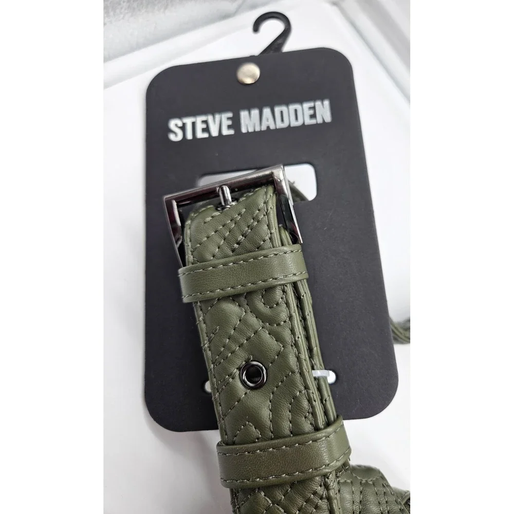 Steve Madden Quilted Belt Bag Olive Green Fanny Pack Crossbody Adjustable‎ Strap